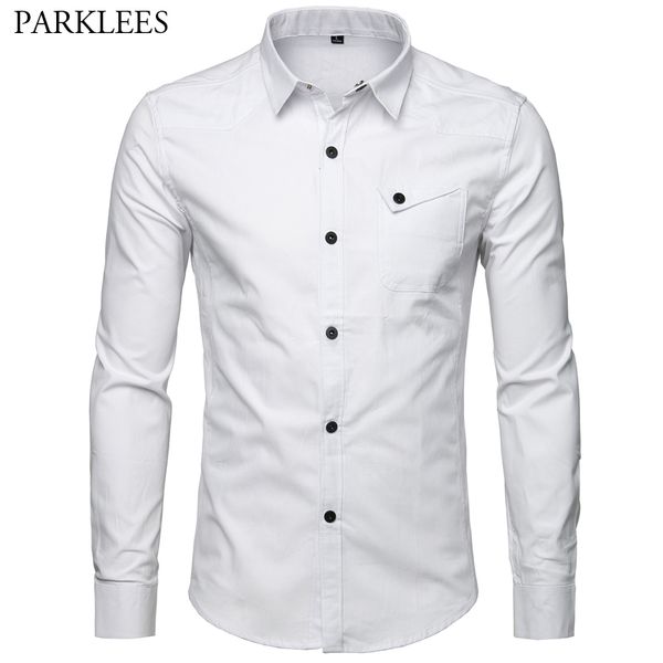 

white shirt mens 100% cotton business men dress shirts brand button up men long sleeve casual slim fit men chemise homme 5xl 210524, White;black
