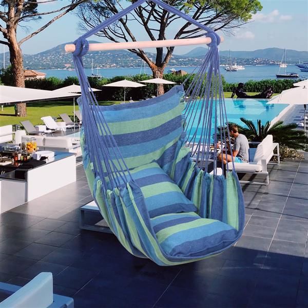 

distinctive cotton canvas hanging rope chair with pillows hammock stand swing swinging furniture camp