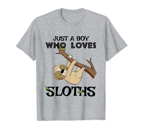 

just a boy who loves sloths t-shirt funny animal tee, White;black