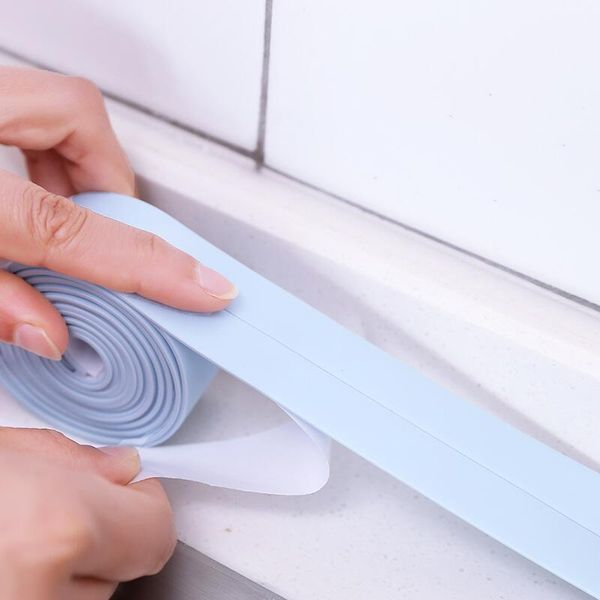 

window stickers bathroom shower sink bath sealing strip tape white pvc self adhesive waterproof wall sticker kitchen