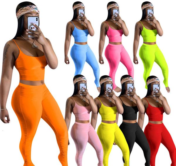 

women's jumpsuits & rompers 9 colors 2 piece set long pants outfits breast wrapping clothing designer casual suit summer women trousers, Black;white