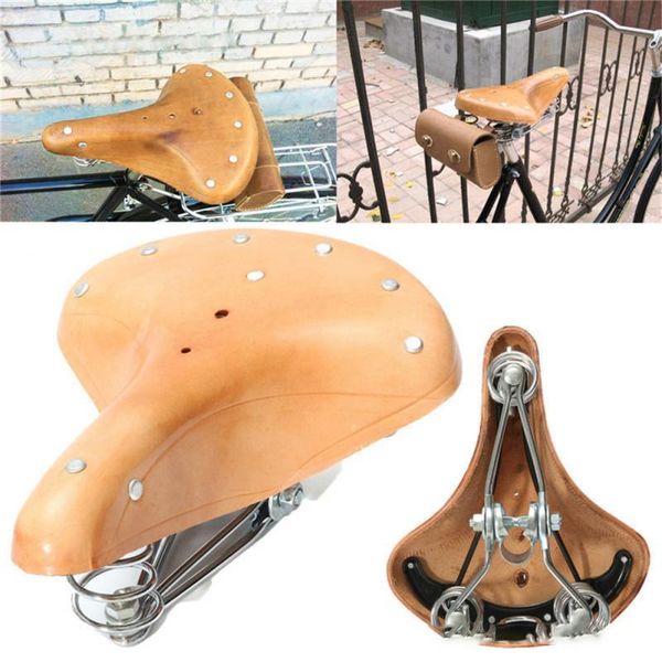 

bike saddles retro vintage bicycle saddle cowhide seat custion comfortable cycling accessories