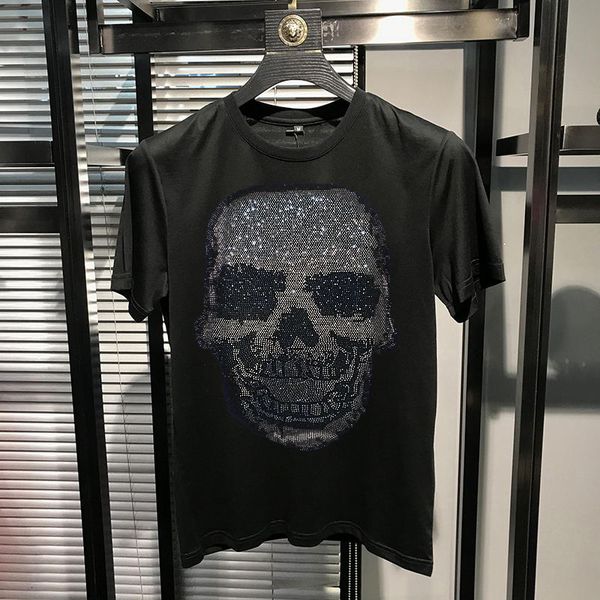 

men's t-shirts bright, short-sleeve male t-shirt with explosive skull design diamond pattern w3kd, White;black
