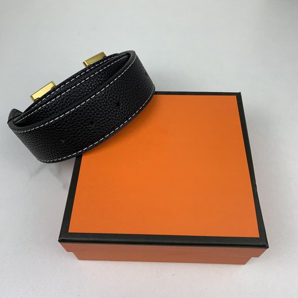 

men's and women's belt buckle gift box set fashion big buckle genuine leather belt designer men women mens belts, Black;brown