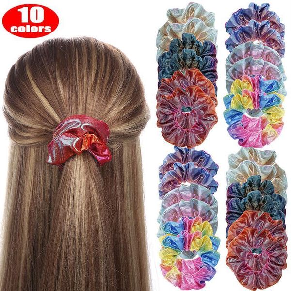 

gradient woman scrunchies solid hair ring ties for girls ponytail holders rubber band elastic hairband accessories headwear1