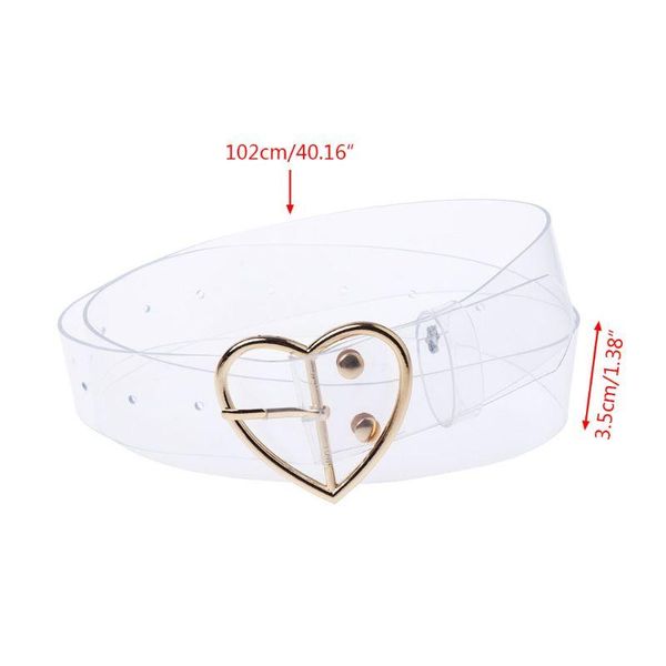 

women transparent belt heart shape buckle invisible clear waist 85wb belts, Black;brown