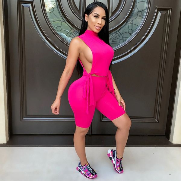 

casual tracksuit 2 piece set women shorts and summer clothes for women tie up club two piece outfits short suits set, Black;white