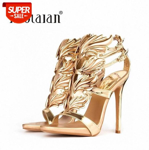 

sell women high heel sandals gold leaf flame gladiator sandal shoes party dress shoe woman patent leather high heels #sf74, Black