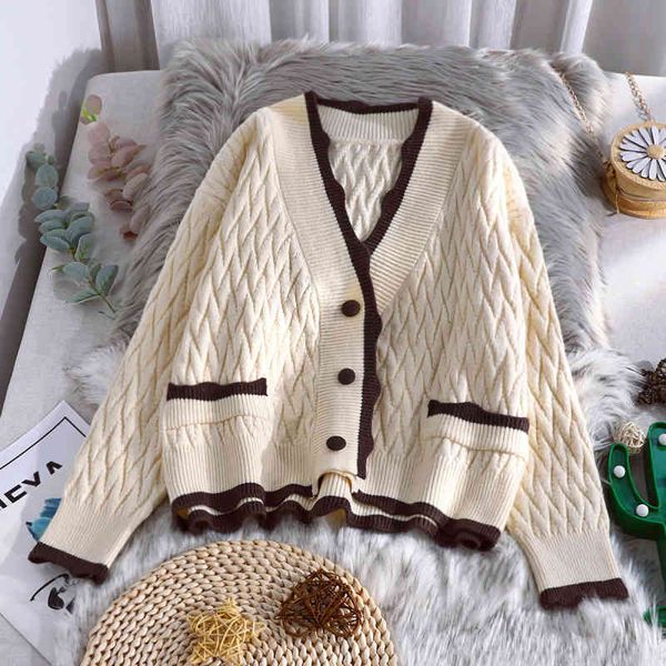 

women's sweaters short knitted cardigan women's spring and autumn new korean style loose lazy wind jacket student small fresh swea, White;black