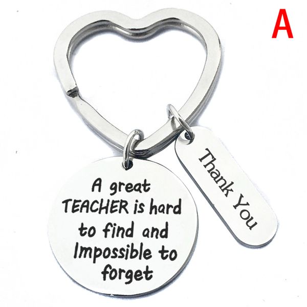 

teacher keychains ring key holder stainless steel teachers day thank you festival gift, Silver