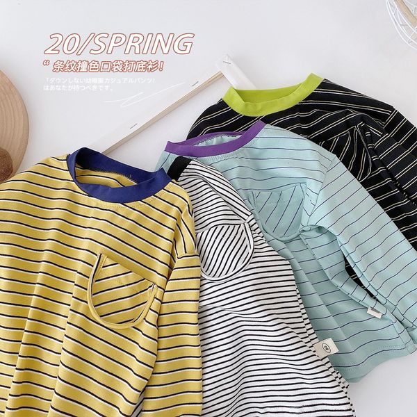 

newborn baby boys t-shirt 2021 spring autumn cotton bottoming shirts toddler girls striped clothes infant fashion tees, White;black