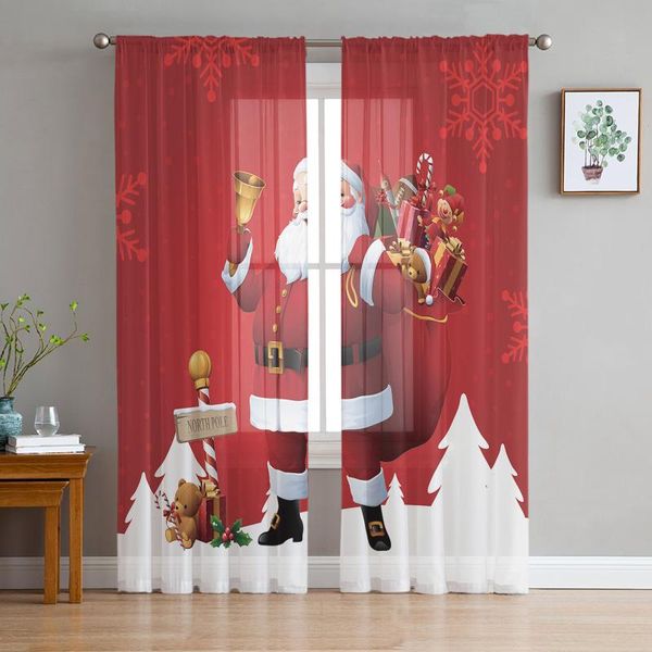 

curtain & drapes santa claus sheer christmas tulle curtains for living room bedroom window home decoration
