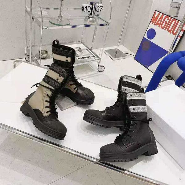 

major ankle boots womens black white technical fabric cow leather martin boot luxury brand letter embroidered combat booties size 35-41 kdi6