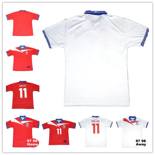 

1997 1998 chile retro soccer jersey salas zamorano 97 98 final edition home red away white short sleeve football shirt uniforms, Black;yellow