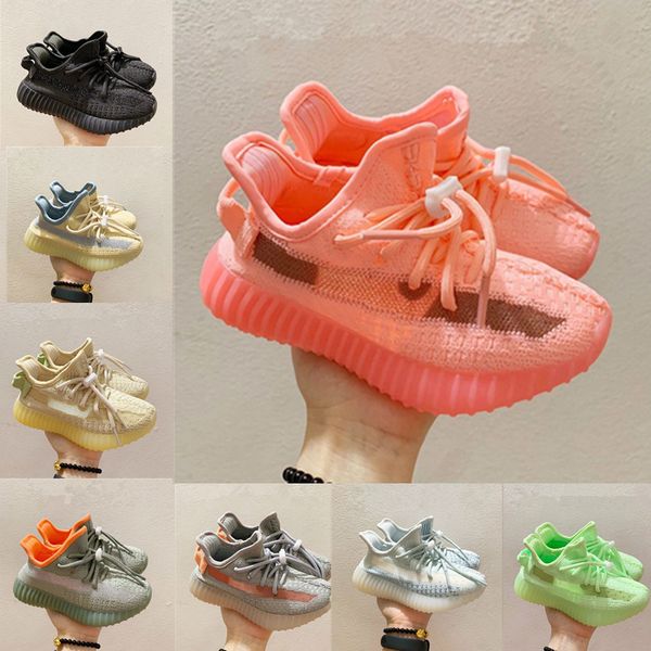 

2021 kids children youth breathable sneakers infant girls and boys enfants chaussures toddlers green glow sneakes junior static refective, Black