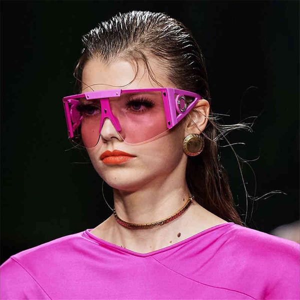 

2021 summer est design big frame oversized sunglasses women luxury brand large flat sun glasses trendy square gradient shades, White;black