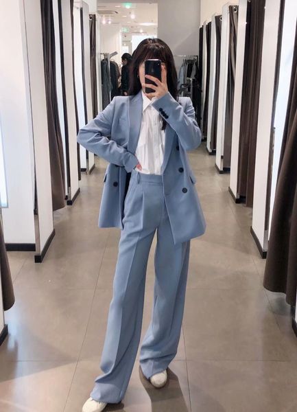 

women's two piece pants 2021 nieuwe vrouwen 2 delige set pak double breasted blazer en broek elegante hoge fashion chic lady vrouw outf, White