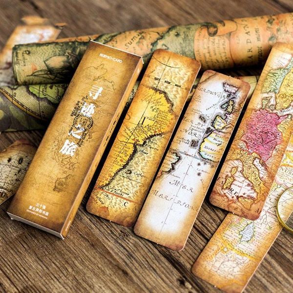 

bookmark 30 pcs/set vintage retro style map bookmarks for book reading maker page paper student school creative stationery