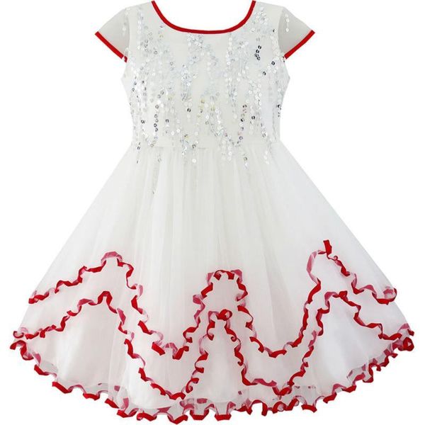 

girl's dresses flower girl dress sparkling sequin wedding 2021 summer princess party clothes size 4-10 carnival vestidos, Red;yellow
