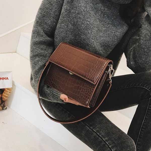 

2021fashion luxury alligator pattern shoulder bags crossbody for women vintage handbags tote female flap purse