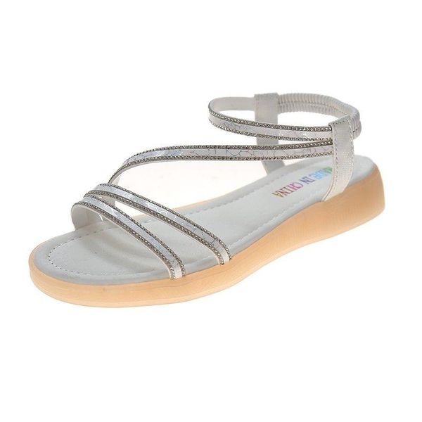 

sandals 2021 summer casual fashion breathable flat thick bottom increase shining women's, Black