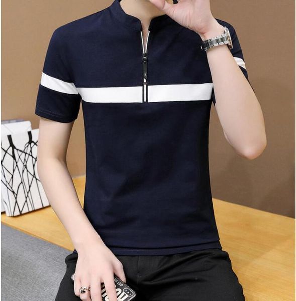 

summer shirt men casual short sleeve men's polos, White;black