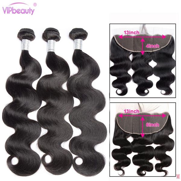 

human hair bulks body wave bundles with frontal closure 13x4 lace vipbeauty remy extensions, Black