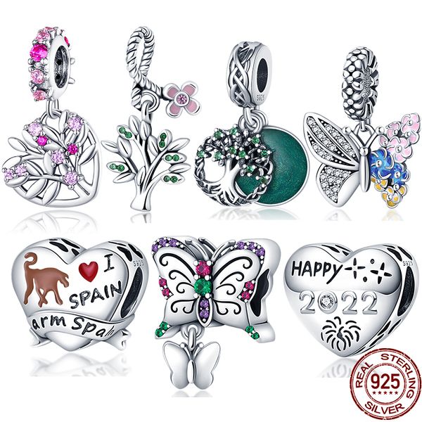 

2022new 925 sterling silver love new year gift charm fit original 3mm bracelet bangle for women birthday fashion jewelry gift, Bronze;silver