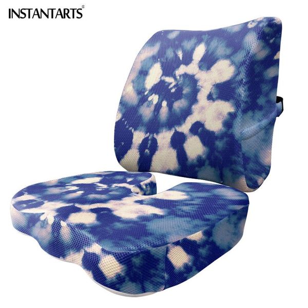 

seat cushions instantarts tie dye spring flower printing auto pillow back cushion soft comfort thick rebound waist protector foam