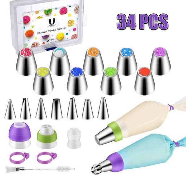 

russian pastry nozzles for cream icing piping cake decoration tips leaf tulip rose confectionery tools baking &