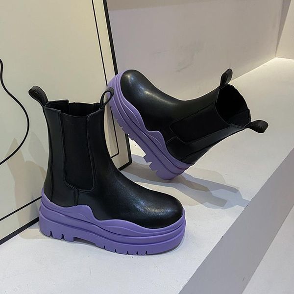 

boots blwbyl 2021 stylish atmosphere women's all-match color matching fashion shoes wear-resistant non-slip, Black