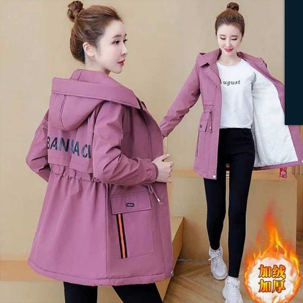 

women's down & parkas winter jacket cotton padded coat 2021 plus velvet thick hooded lady windbreaker large size female long parka outw, Black