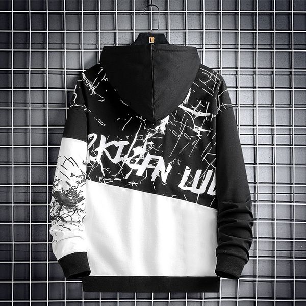 

men's hoodie trend loose student 2021 new spring and couple hooded men's autumn hoodie coat, Black