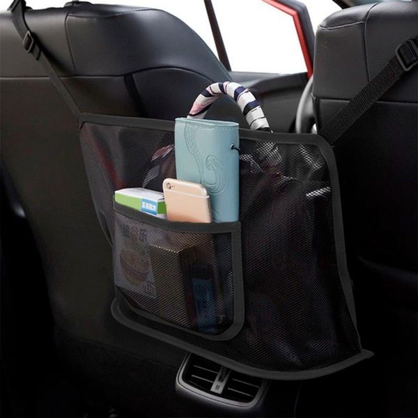 

car organizer universal net pocket handbag holder between seat storage pouch kids pet barrier auto goods