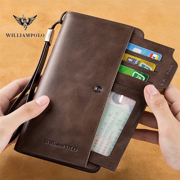 

wallets williampolo bi-fold men wallet driver's license card package famous leather long clutch men's purse id holder, Red;black