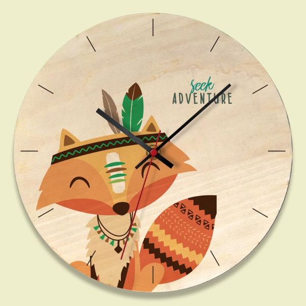 

wall clocks 11inch wooden creative clock home cartoon living room modern decor
