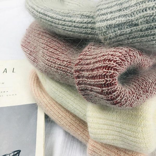 

beanie/skull caps 2021 pure color fur women's winter hat lurex autumn acrylic men's/women's warm skull gift women hats, Blue;gray