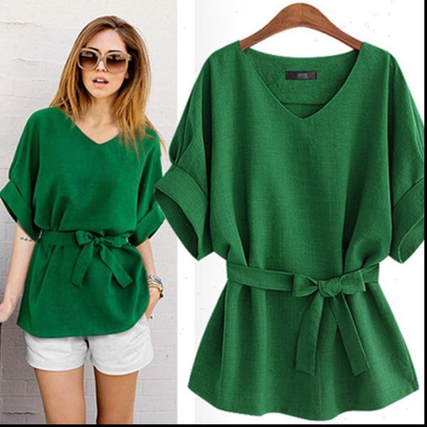 

plus size 5xl women shirts v neck short sleeve bat high waiste blouse womens, White