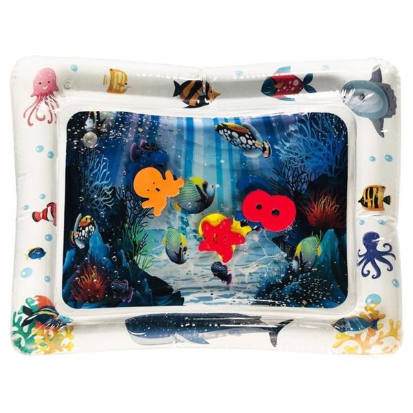 

4 Designs Baby Kids Water Play Mat Inflatable Infant Tummy Time Playmat Toddler for Baby Fun Activity Play Center Dropship