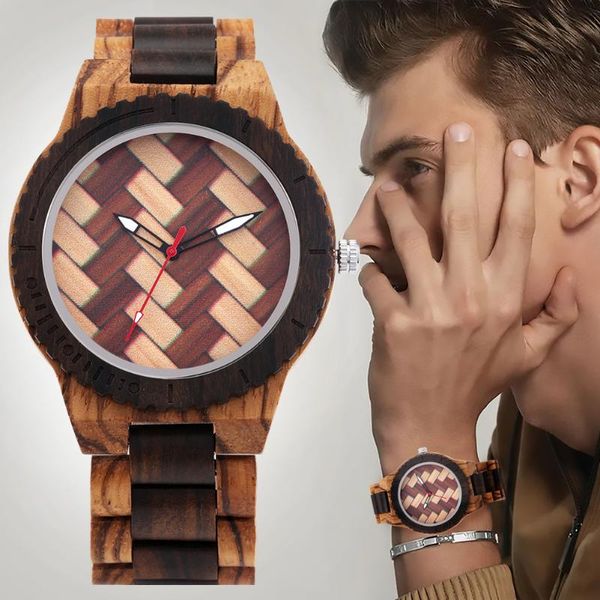 

wristwatches wooden watch men simple stylish wood timepieces chronograph woven quartz watches gift box, Slivery;brown
