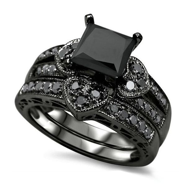 

cluster rings luxury zircon diamond ring for women wedding engagement statement fine jewelry black nano gold christmas party gifts, Golden;silver