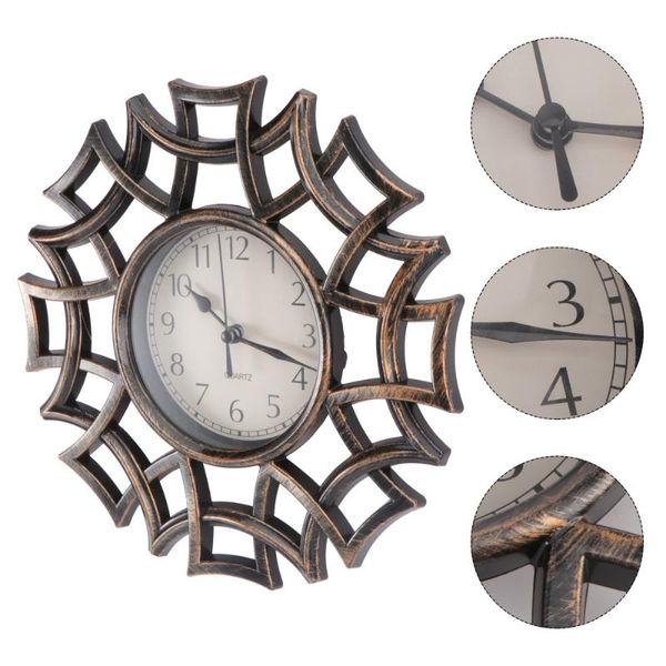 

vintage dial clock european hollowed-out silent 3d large decorative wall for living room bedroom kitchen(black) clocks