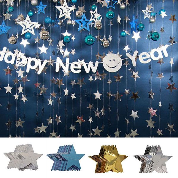 

party decoration 4m gold silver star hanging paper circle garland banner baby shower birthday wedding flags supplies