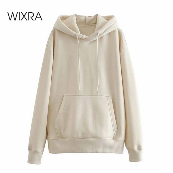 

wixra spring sweatshirt womens solid hooded autumn ladies casual classic pullovers streetwear 210813, Black
