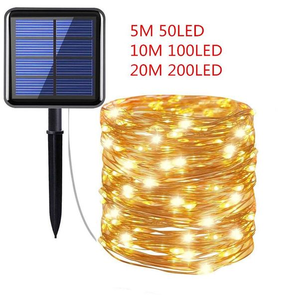 

strings led outdoor solar lamp string lights 50/100/200 leds fairy holiday christmas party garland garden waterproof decor