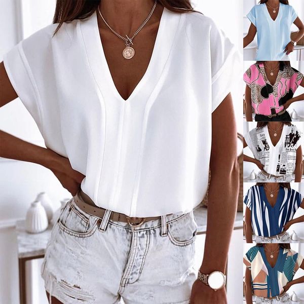 

women's blouses & shirts standard portrait printed and from spring to neck short sleeve office undies loose autumn street, White