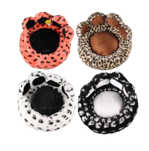 

leapord dog pet bed kennel winter soft warm cat puppy sofa fleece cotton padded 4 colors removeable covers nest kennels & pens