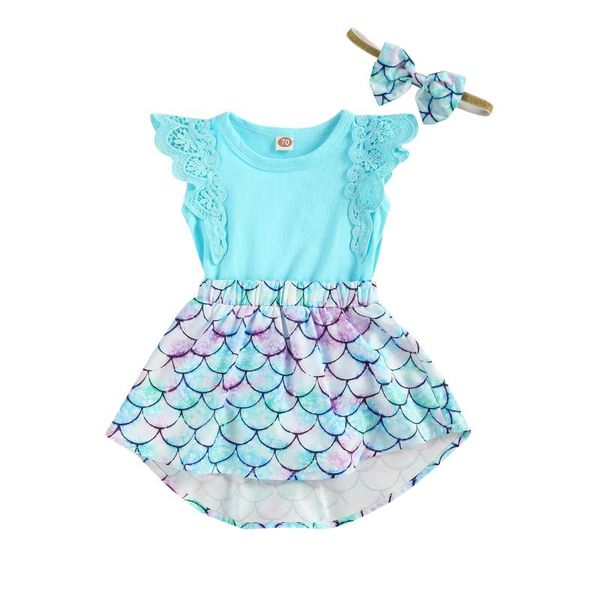 

0-18m born children baby girls dress lace leopard/scales print o neck romper dress+headband summer 2pcs sundress girl's dresses, Red;yellow