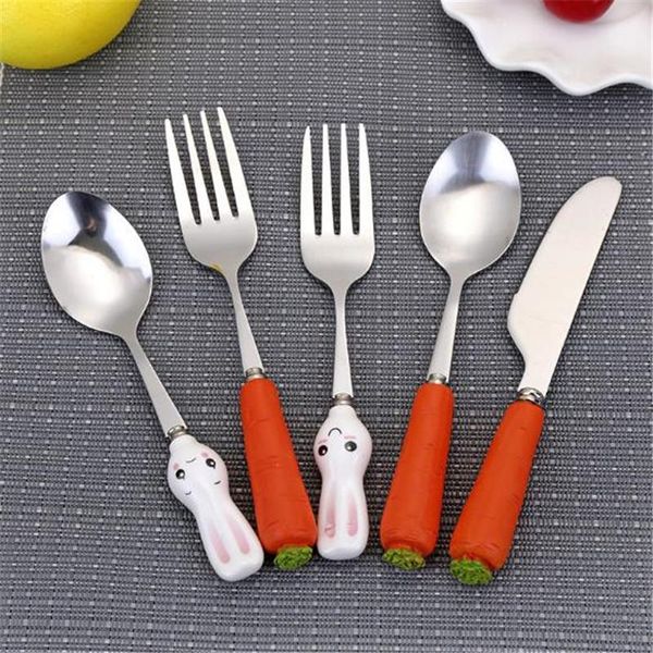 

baby flatware dessert spoon for children feeding fork gadgets feed kid children's cutlery kids cups, dishes & utensils