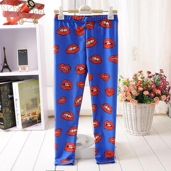 

women's leggings for teenage girl red lips mouth print fitness pants casual exercise elastic fiber full length energy trousers, Black